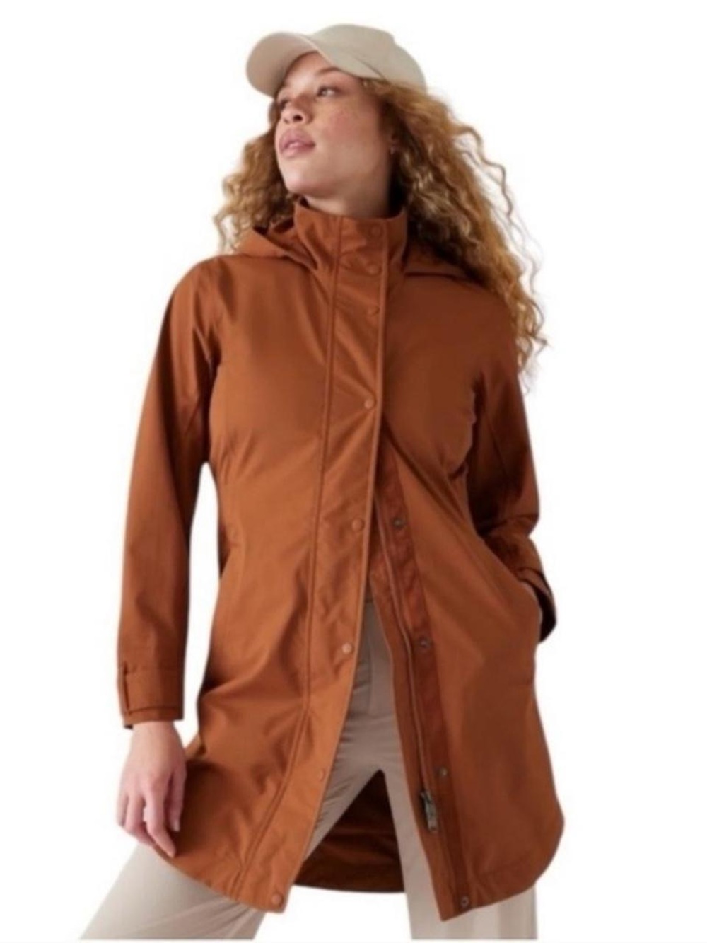 Athleta Terracotta RainOut Sutro Long Trench Coat • Size XL